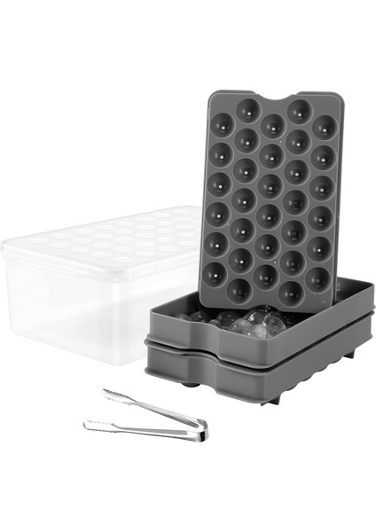 Kapaklı ve Kutulu Yuvarlak Buz Küpü Tepsileri - Dondurucu Için Küre Buz Topu Makinesi, Daire Buz Küpü Kalıpları Yapımı 64PCS Küçük Buz Soğutucu Kokteyl Viski Çay Kahve (2 Buz Tepsi (Yurt Dışından)