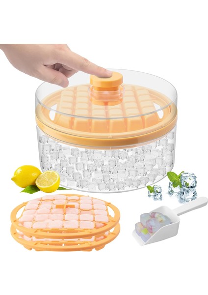 Mini Kapaklı ve Kovalı Buz Küpü Tepsileri, Dondurucu Için 64 Adet, Buz Küpü Kalıbı, Buz Kalıpları Buz Kaşığı, 2 Tepsili, Viski Kokteyli, Meyve Suyu, Kahve Için Buz Küpü Tepsi Kalıb (Yurt Dışından)