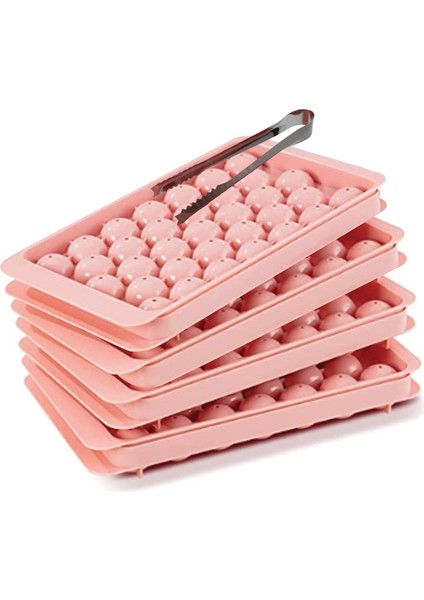 Yuvarlak Buz Küpü Kalıbı Pembe (4'lü Paket) Pembe - Bourbon, Viski, Kokteyller, Meyve Suları, Kahve Için Buz Topu Küre Daire Yapıcı - Kolay Çıkarma ve Doldurma - 4 Paslanmaz Çelik (Yurt Dışından)