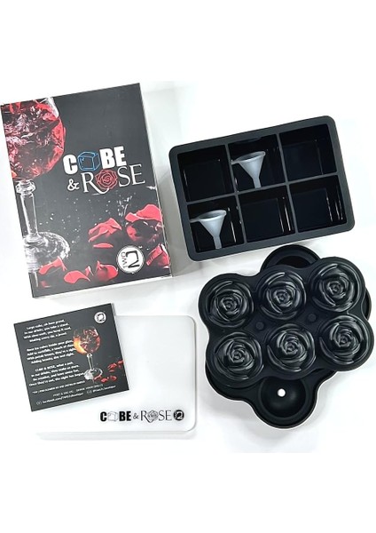 Cube & Rose By 2'li Paket Bir 6 Lg Küp + Bir 6 Gül. Kokteyller Için Büyük Buz Küpü Tepsileri, Kapaklı Gıda Sınıfı Silikon Buz Küpü Tepsileri, Buz Kalıpları Içecekler Için Eğlenceli (Yurt Dışından)