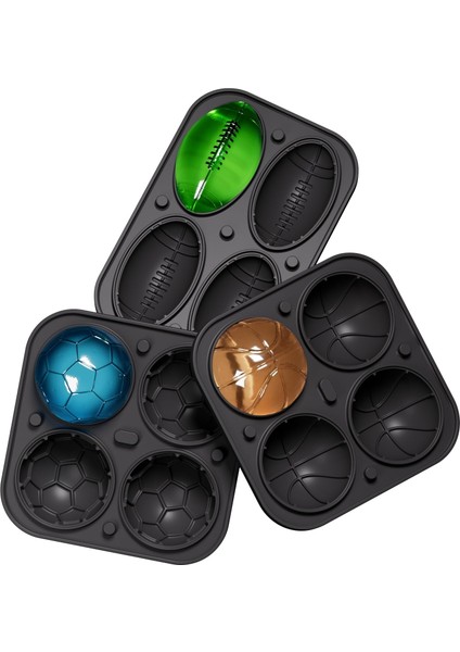 Kapaklı Küre Buz Küpü Kalıbı, 3 Paket, Futbol, Futbol, Basketbol Şekli - Viski, Kokteyl, Su Için Mükemmel - Çıkarılması Kolay (Siyah) (Yurt Dışından)