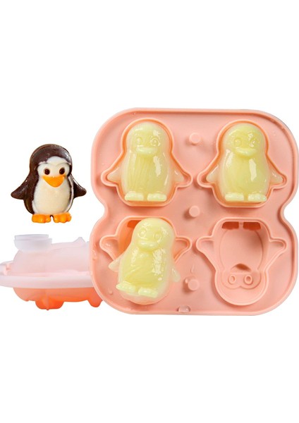 Penguen Buz Küpü Kalıbı, Eğlenceli Şekiller Buz Küpü Tepsisi, Içecekler Için 4 Sevimli Penguen Buz Topu Yapın Kokteyller Buzlu Kahve, Silikon Buz Kalıbı Huni Tipi Kapaklı Çikolata (Yurt Dışından)