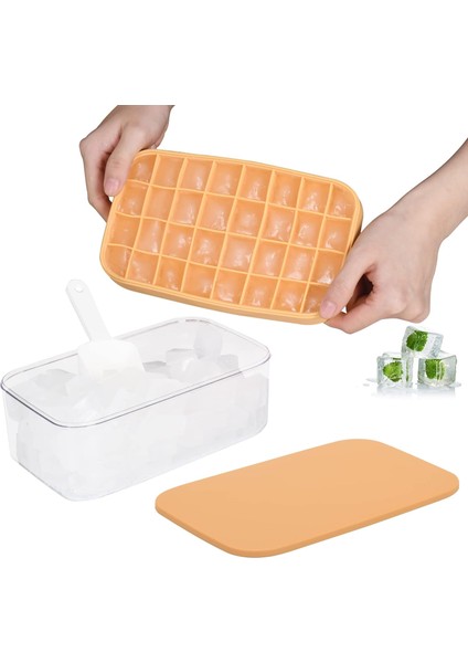 Güncellenmiş Kapaklı ve Saklama Kutulu Silikon Buz Küpü Tepsileri, Kolay Çıkarılan 32 Küçük Nugget Buz Tepsisi, Dökülmeye Karşı Korumalı Kapak ve Kova, Kokteyller ve Viski Için Buz (Yurt Dışından)