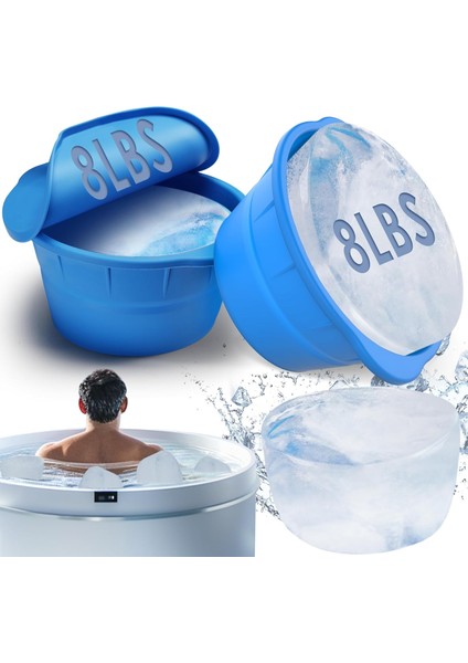 2 Paket Ekstra Büyük Buz Bloğu Kalıpları, 16LBS Yeniden Kullanılabilir Dev Buz Küpü Tuğla Makinesi Soğuk Dalma Küvet Için Kalıplar Buz Banyosu Kapaklı Buz Banyosu Aksesuarları Için (Yurt Dışından)