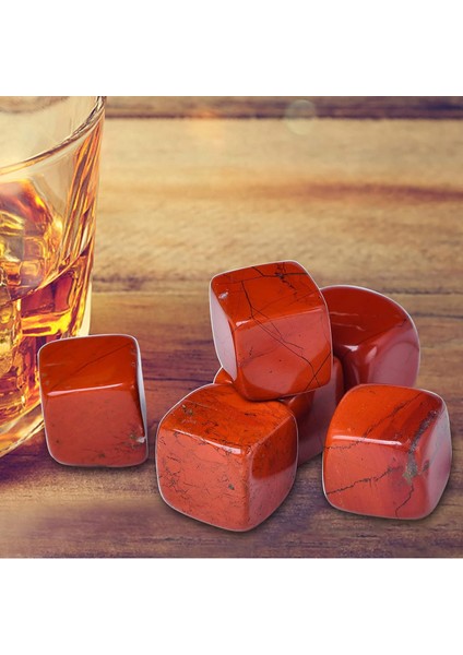 Viski Taşları Kırmızı Jasper Soğutma Kristal Buz Küpleri Içecekler Için Viski Kayalar 0.8 "şarap Küpleri Kadınlar Için Hediyeler 6 Set (Yurt Dışından)