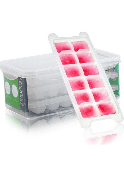 Yuvarlak Buz Küpü Tepsisi Saklama Kutusu ve Kapağı, Dondurucu Için 3 Paket Buz Topu Yapıcı, Soğutma Kokteyli Viski Çay Kahve Için Kolay Açılan Küçük Daire Buz Topu (Şeffaf) (Yurt Dışından)