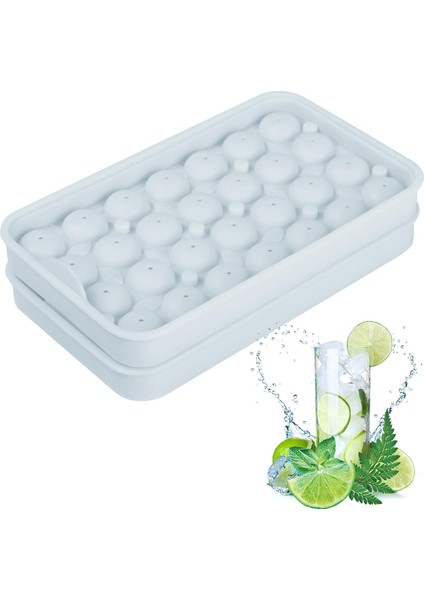 Esnek Buz Küpü Tepsileri 2 Paket Silikon 28 Küp Kolay Çıkarılması Için Kapaklı ve Yumuşak Altlı Buz Kalıpları (Kirli Beyaz) (Yurt Dışından)