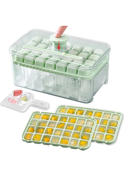 Dondurucu Için Mini Buz Küpü Tepsileri, Kapaklı ve Kutulu Buz Küpü Tepsisi, 2 Paket 56 Pcs Viski, Kokteyl, Kahve ve Çocuklar Için Buz Kaşıklı Küçük Buz Küpü Kalıbı Dıy (Yurt Dışından)