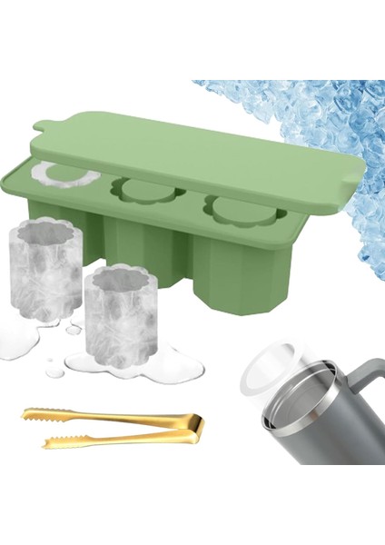 Tumbler Buz Kalıbı, Ice Cube Tepsisi, Kapaklı Silikon Ice Cube Tepsileri, 30-40 Oz Tumbler Bardakları Için Kapaklı ve Hazneli Büyük 3 Içi Boş Silindir Buz Küpü Kalıpları, Kolay Dol (Yurt Dışından)