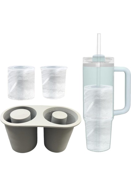 Bardak Bardağı Için Buz Küpü Tepsisi, 2 Içi Boş Silikon Silindir Buz Kalıbı, Kupa Için Buz Küpü Kalıpları, Buzlu Içecek, Meyve Suyu, Viski, Soğuk Kokteyl, Kahve Grisi Için Kapaklı (Yurt Dışından)