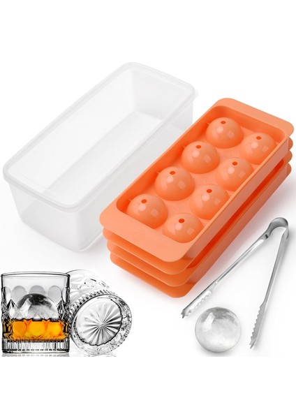 Yuvarlak Buz Küpü Kalıbı, 2 x 8 Pcs x 1.8 '' Viski Buz Küpleri, Kapaklı ve Kutulu Daire Buz Küpü Tepsisi, Küre Buz Topu Makinesi Kalıbı, Kokteyller Için Büyük Buz Küpü Kalıpları, K (Yurt Dışından)