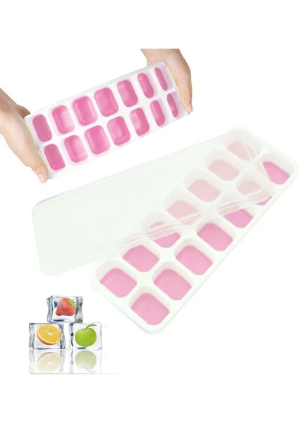 2 Paket Silikon Istiflenebilir Buz Küpü Tepsileri, Dökülmeye Karşı Dayanıklı Çıkarılabilir Kapaklı Yeniden Kullanılabilir Esnek Silikon Buz Küpü Tepsileri, Kolay Çıkarılan Buz Yapı (Yurt Dışından)