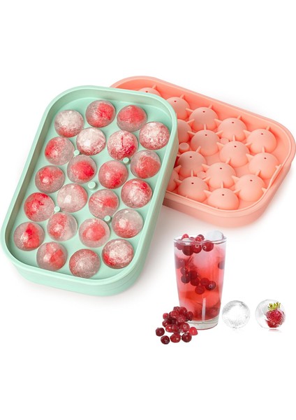 Buz Küpü Tepsisi, 2 Paket Esnek Silikon Kapaklı 22 Buz Topu Makinesi Bpa Içermeyen Dondurucu Için Kolay Açılan Buz Küpü Tepsileri, Viski, Kokteyl, Kahve Için Dıy Ev Yapımı Yuvarlak (Yurt Dışından)