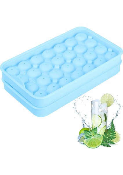 Esnek Buz Küpü Tepsileri 2 Paket Silikon 28 Küp Kolay Çıkarılması Için Kapaklı ve Yumuşak Altlı Buz Kalıpları (Açık Mavi) (Yurt Dışından)