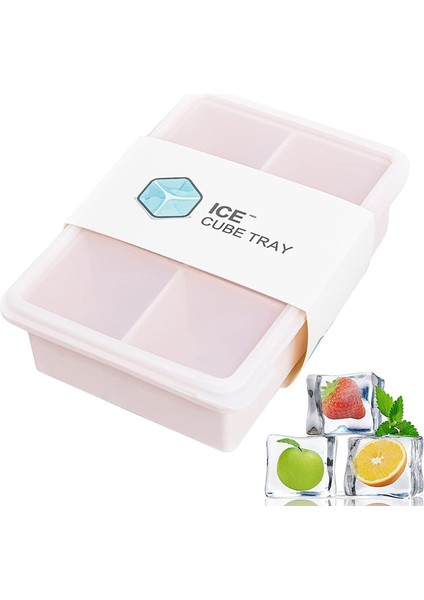 Kapaklı Silikon Buz Küpü Tepsileri 1.8 "büyük Boy Silikon Buz Küpü Kalıpları 6 Büyük Kare Buz Küpü Tepsisi Viski Kokteyl Barı Için Kolay Serbest Bırakma Ev Dondurucu Istiflenebilir (Yurt Dışından)