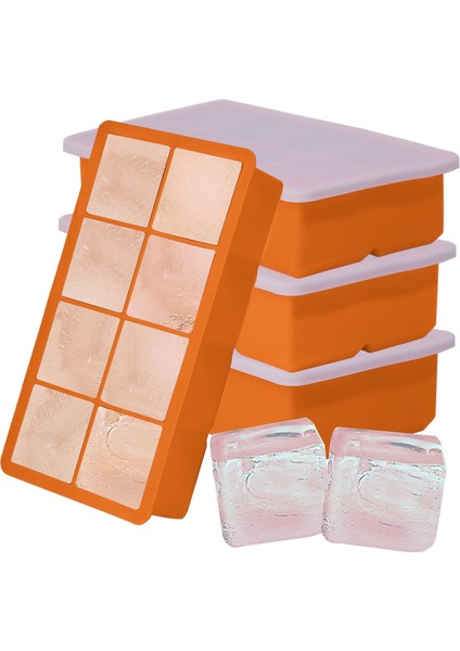 Büyük Buz Küpü Tepsisi, 4 Paket Kapaklı Silikon Buz Küpü Kalıbı, 2 Inç Kare Dondurucu Için 8 Büyük Buz Küpü Yapıcı, Kokteyl Viski Şarabı, Bpa Içermez, Gıda Sınıfı, Kolay Çıkarılabi (Yurt Dışından)