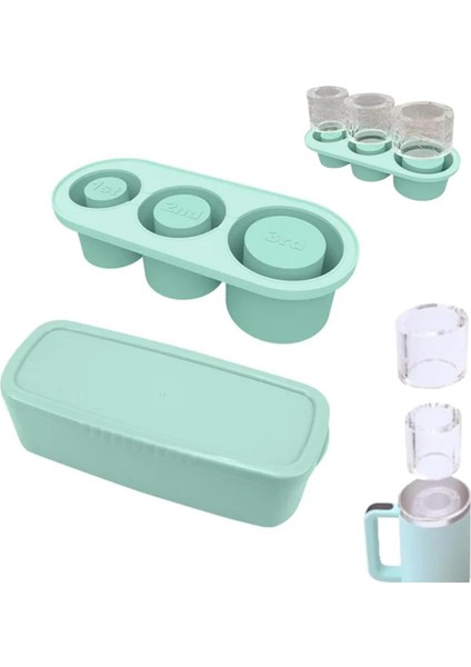 Silikon Buz Küpü Tepsisi, Bardak Için Buz Küpü Tepsisi, 3 Adet Silikon Içi Boş Silindir Kapaklı ve Dondurucu Için Kutulu Buz Kalıbı, Buzlu Içecek, Meyve Suyu, Viski, Kokteyl, 20OZ, (Yurt Dışından)