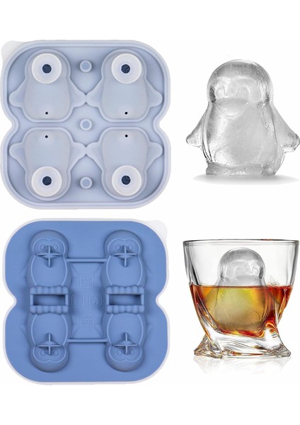 Büyük Penguen Buz Küpü Kalıpları, 3D Silikon Penguen Buz Küpü Tepsileri 4 Küp, Bpa Içermeyen, Viski Kokteylleri Için Sevimli ve Komik Hediyeler Yenilikçi Penguen Buz Kalıpları ile (Yurt Dışından)