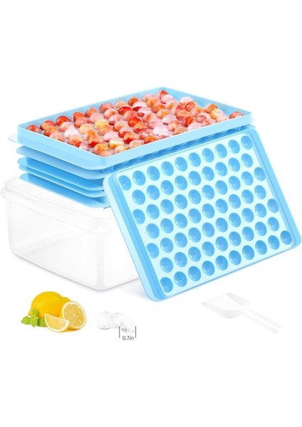 Kapaklı ve Kutulu Dondurucu Için Mini Buz Küpü Tepsisi, 0,7 Inç Yuvarlak Buz Tepsileri 4 Paket 268PCS Minik Buz Küpü Tepsisi Soğuk Içecekler Için Ezilmiş Buz Tepsisi Kahve Suyu (Ma (Yurt Dışından)