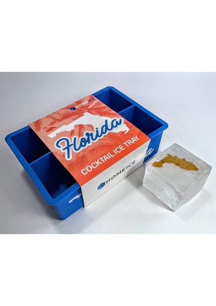 Florida Kokteyl Buz Tepsisi - Silikon Buz Kalıbı - 6 Büyük Buz Küpü Yapar (Yurt Dışından)