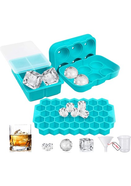 Buz Küpü Tepsisi, 3 Parçalı Set Kapaklı Buz Tepsileri, Lfgb Sertifikalı ve Bpa Içermez, Dondurucu Için Kolay Çıkarılan Gıda Sınıfı Silikon Buz Tepsisi Kalıpları, Yeniden Kullanılab (Yurt Dışından)