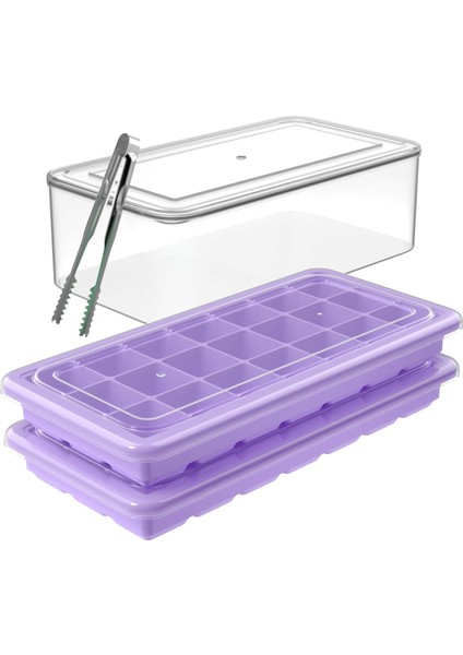 Kapaklı ve Kutulu Buz Küpü Tepsisi: Dondurucu Için Istiflenebilir Kapaklı Buz Küpü Yapıcı - 1,25 Inç Buz Küpleri Yapımı Esnek Kolay Çıkarılan Buz Tepsileri - 2 Paket Çıkarılabilir (Yurt Dışından)