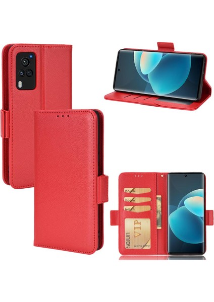 Vivo X60 Pro Pu Deri Kart Yuvaları Için Kılıf Tutucu Manyetik Cüzdan Yan (Yurt Dışından)