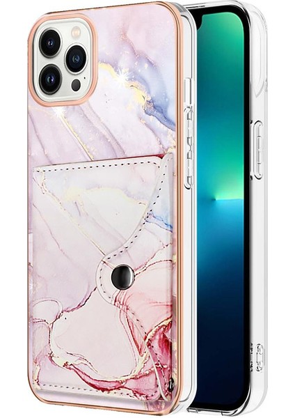 Iphone 13 Için Kılıf Pro Max Yumuşak Tpu Tampon Mermer Ince Cüzdan Kart Yuvaları (Yurt Dışından)