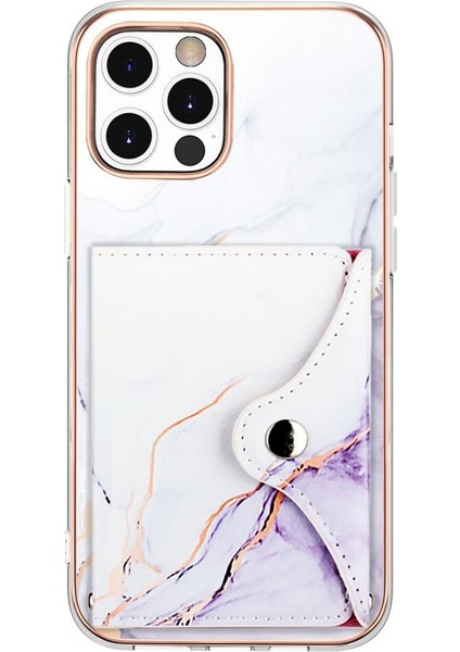 Iphone 12 Için Kılıf Pro Max Ince Cüzdan Yumuşak Tpu Tampon Mermer Kart Yuvaları (Yurt Dışından)