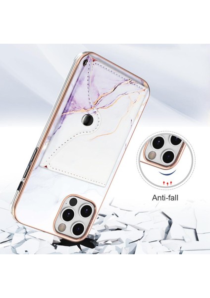 Iphone 12 Için Kılıf Pro Max Ince Cüzdan Yumuşak Tpu Tampon Mermer Kart Yuvaları (Yurt Dışından)