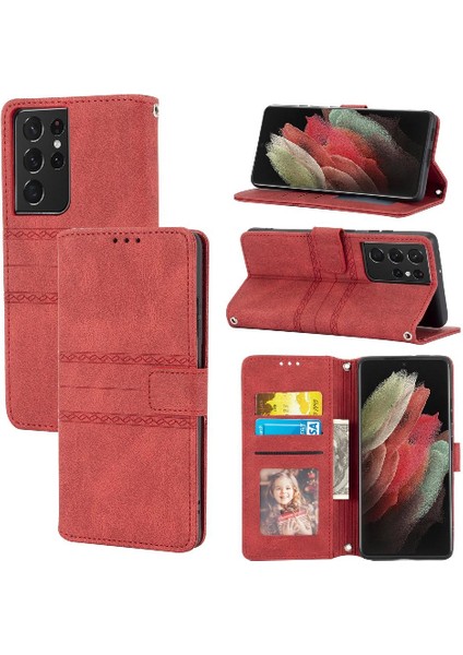 Samsung Galaxy S21 Ultra 5g Için Flip Case Pu Deri Cüzdan Kılıf Kapatma (Yurt Dışından)