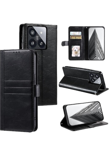 Xiaomi 14 Pro Cüzdan 6 Kart Yuvaları Için Flip Case Pu Deri Kickstand (Yurt Dışından)