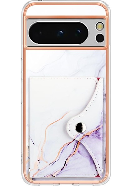 Google Piksel 8 Pro Yumuşak Tpu Tampon Kart Yuvaları Için Kılıf Ince Cüzdan Mermer (Yurt Dışından)