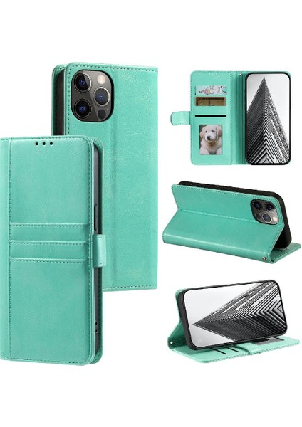 Iphone 12/12 Pro Kickstand 6 Kart Yuvaları Pu Deri Cüzdan Için Flip Case (Yurt Dışından)
