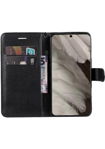 Kart Yuvası Yüksek Telefon ile Google Piksel 8 Klasik Düz Renk Için Flip Case (Yurt Dışından)