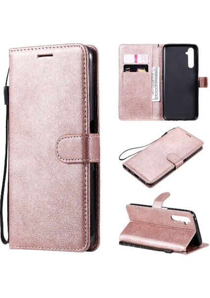 Kart Yuvası Katı ile Realme 6 Pro Iş Cüzdan Telefon Kılıfı Için Flip Case (Yurt Dışından)