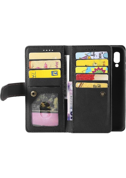 Samsung Galaxy A40 9 Kart Yuvaları Için Flip Case Kordon Kickstand Cüzdan Pu (Yurt Dışından) modelleri
