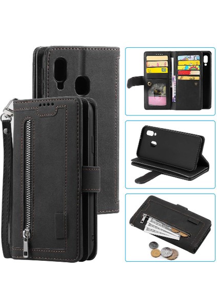 Samsung Galaxy A40 9 Kart Yuvaları Için Flip Case Kordon Kickstand Cüzdan Pu (Yurt Dışından) indirimleri