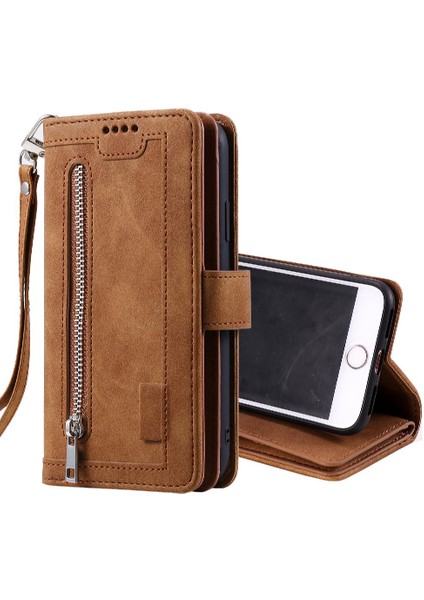 Iphone 7/8 9 Kart Yuvaları Için Flip Case Pu Deri Kickstand Kordon Cüzdan (Yurt Dışından)
