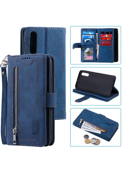 Samsung Galaxy Için Flip Case A50/A30S/A50S Kickstand Kordon Pu Deri 9 (Yurt Dışından)
