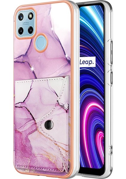 Realme C21Y Mermer Kart Yuvaları Için Kılıf Ince Cüzdan Yumuşak Tpu Tampon (Yurt Dışından)