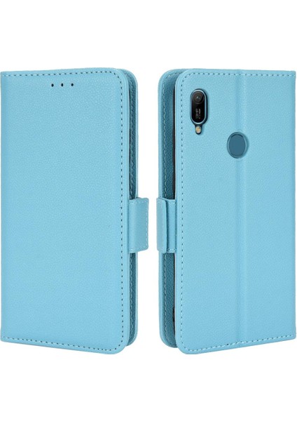Huawei Y6 Için Kılıf 2019 Yan Toka Pu Deri Cüzdan Kart Yuvaları Tutucu (Yurt Dışından)