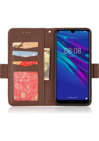 Huawei Y6 Için Kılıf 2019 Yan Toka Pu Deri Cüzdan Kart Yuvaları Tutucu (Yurt Dışından) modelleri