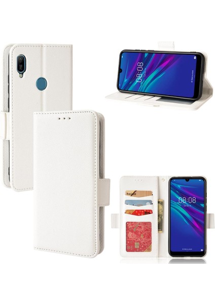 Huawei Y6 Için Kılıf 2019 Yan Toka Pu Deri Cüzdan Kart Yuvaları Tutucu (Yurt Dışından)