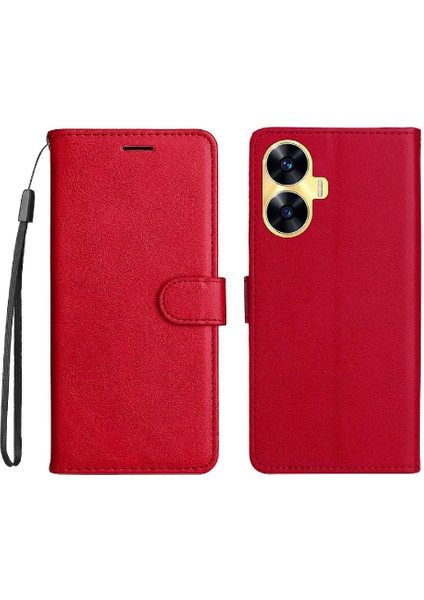 Realme C55 4g Yüksek Kalite Deri Klasik Düz Renk Için Flip Case (Yurt Dışından)