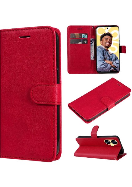 Realme C55 4g Yüksek Kalite Deri Klasik Düz Renk Için Flip Case (Yurt Dışından)