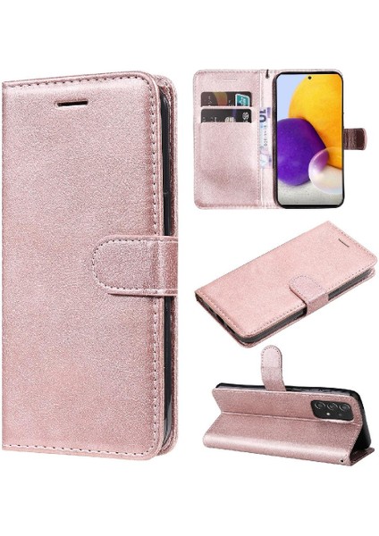 Kart Yuvası Klasik Düz Renk ile Samsung Galaxy A73 5g Için Flip Case (Yurt Dışından)