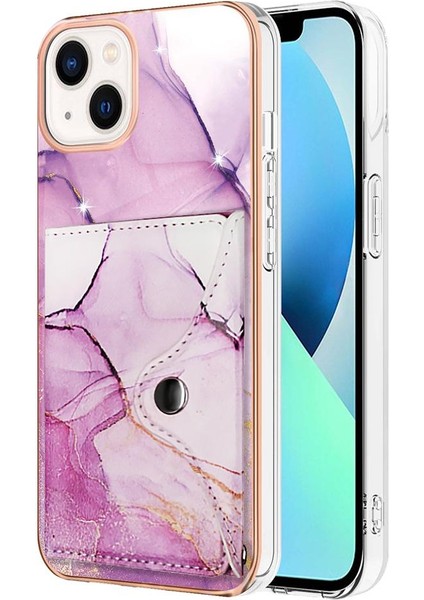 Iphone 15 Artı Mermer Ince Cüzdan Yumuşak Tpu Tampon Kart Yuvaları (Yurt Dışından)