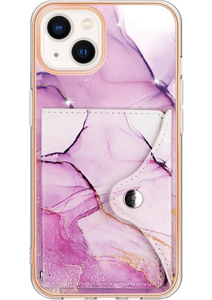 Iphone 15 Artı Mermer Ince Cüzdan Yumuşak Tpu Tampon Kart Yuvaları (Yurt Dışından)