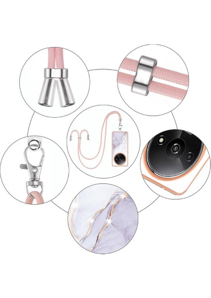 Xiaomi Redmi A3 Crossbody Kordon Askısı Tampon Mermer Yumuşak (Yurt Dışından) modelleri